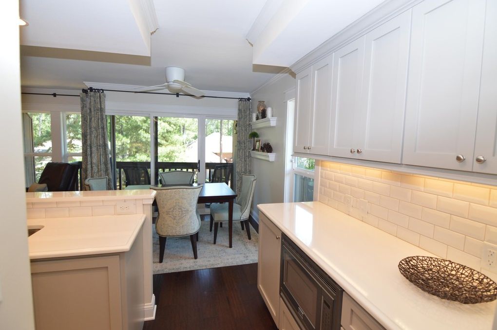 kitchen counters and dining room